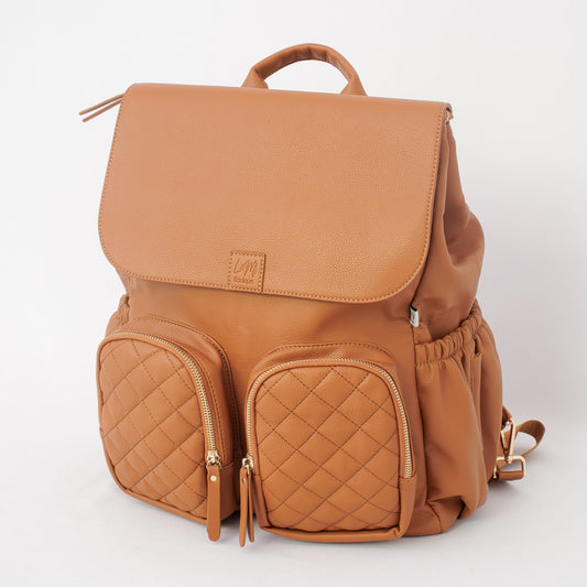 Milana Nappy Backpack in Tan by L&M Boutique Australia | Tan Baby Bag | Nappy Backpack | Diaper Bag | Changing Bag