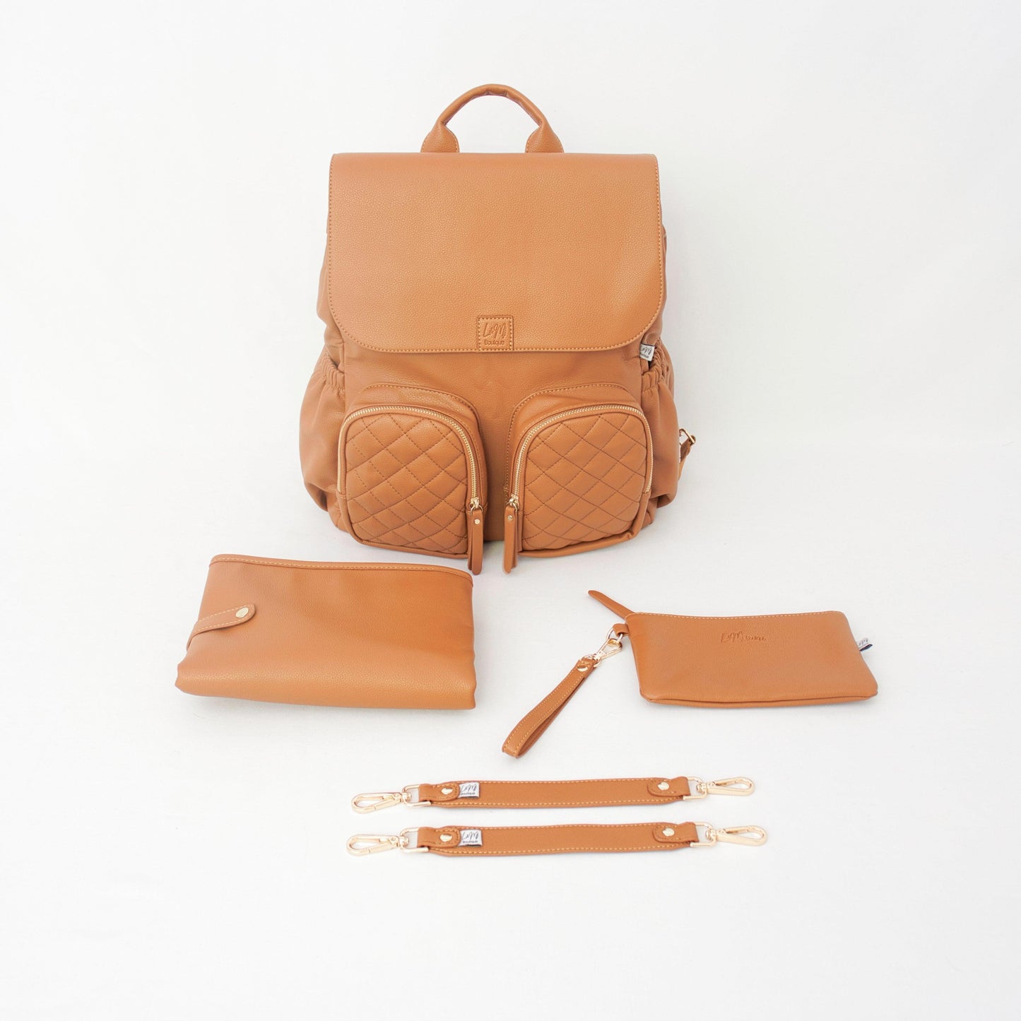 Milana Nappy Backpack in Tan by L&M Boutique Australia | Tan Baby Bag | Nappy Backpack | Diaper Bag | Changing Bag