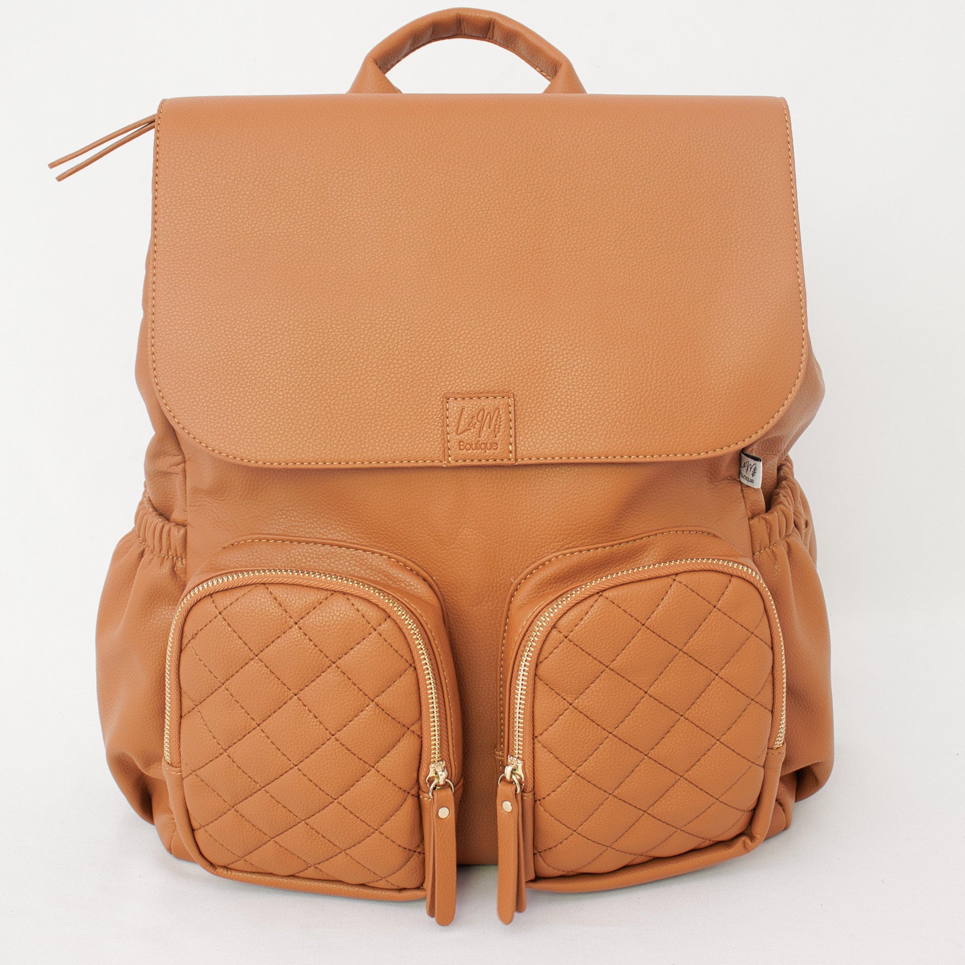 Milana Nappy Backpack in Tan by L&M Boutique Australia | Tan Baby Bag | Nappy Backpack | Diaper Bag | Changing Bag