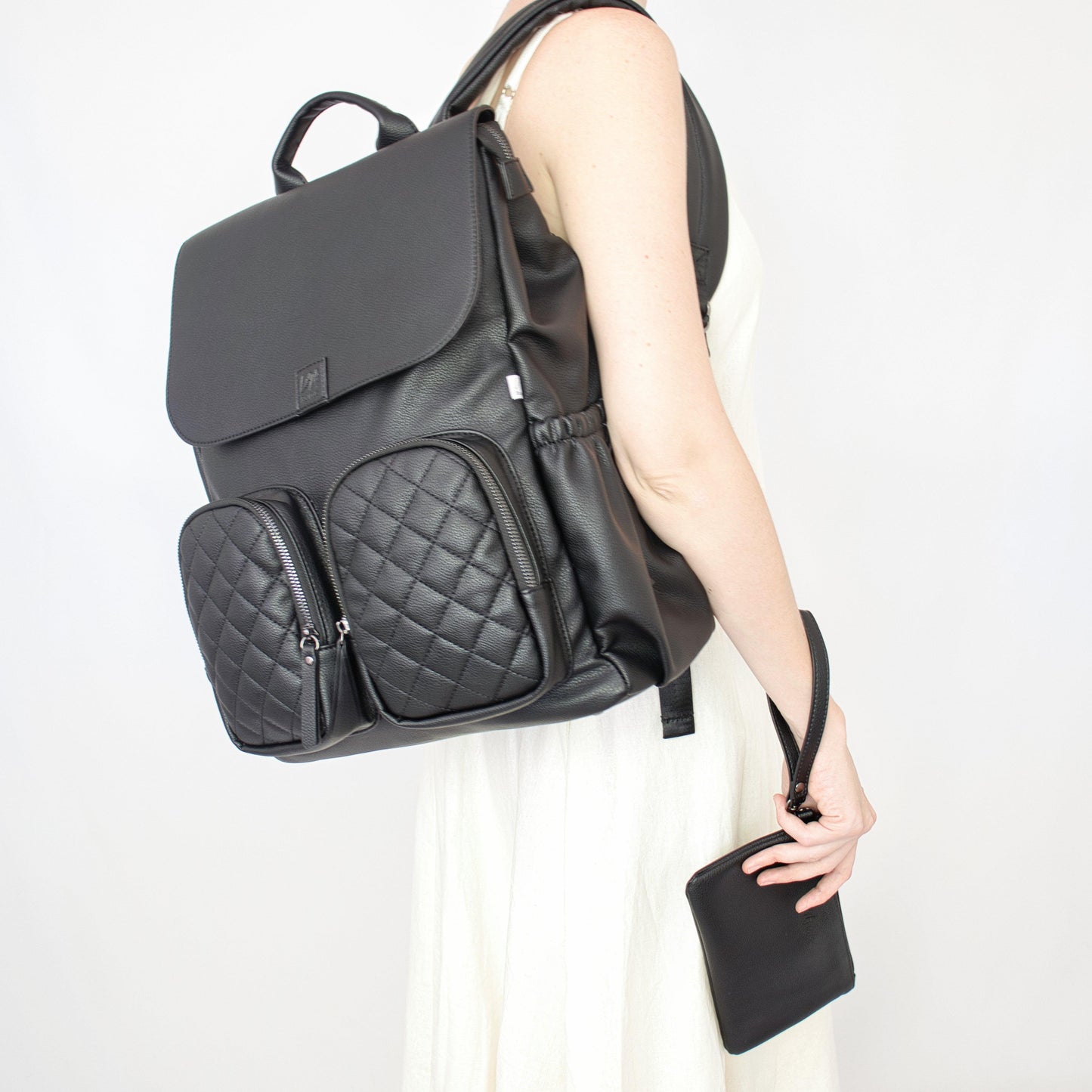Bestselling Milana Baby Nappy Bag in Matte Black by L&M Boutique | Diaper Backpack | Baby Bag