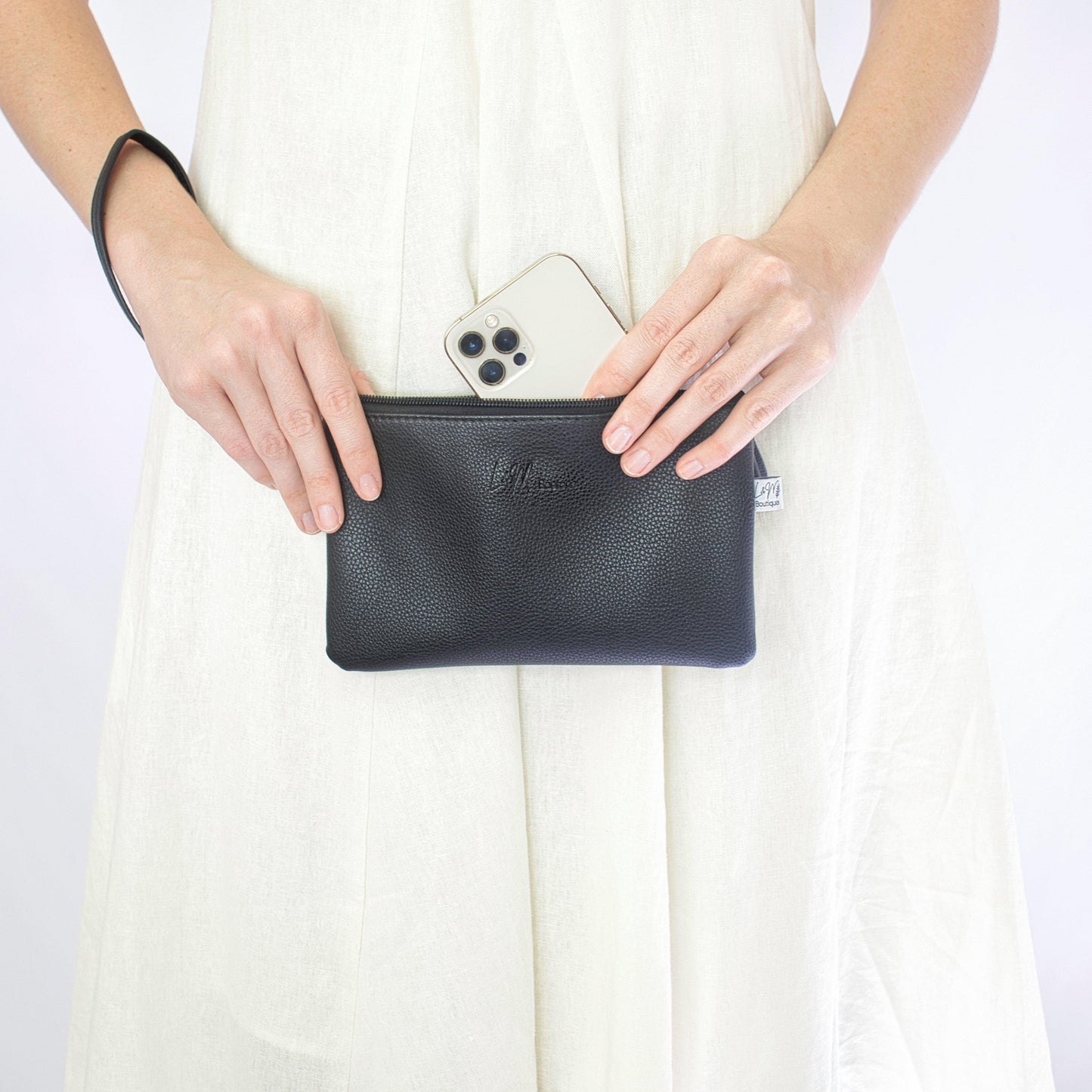 Complimentary Clutch included with Milana Bag in Matte Black by L&M Boutique