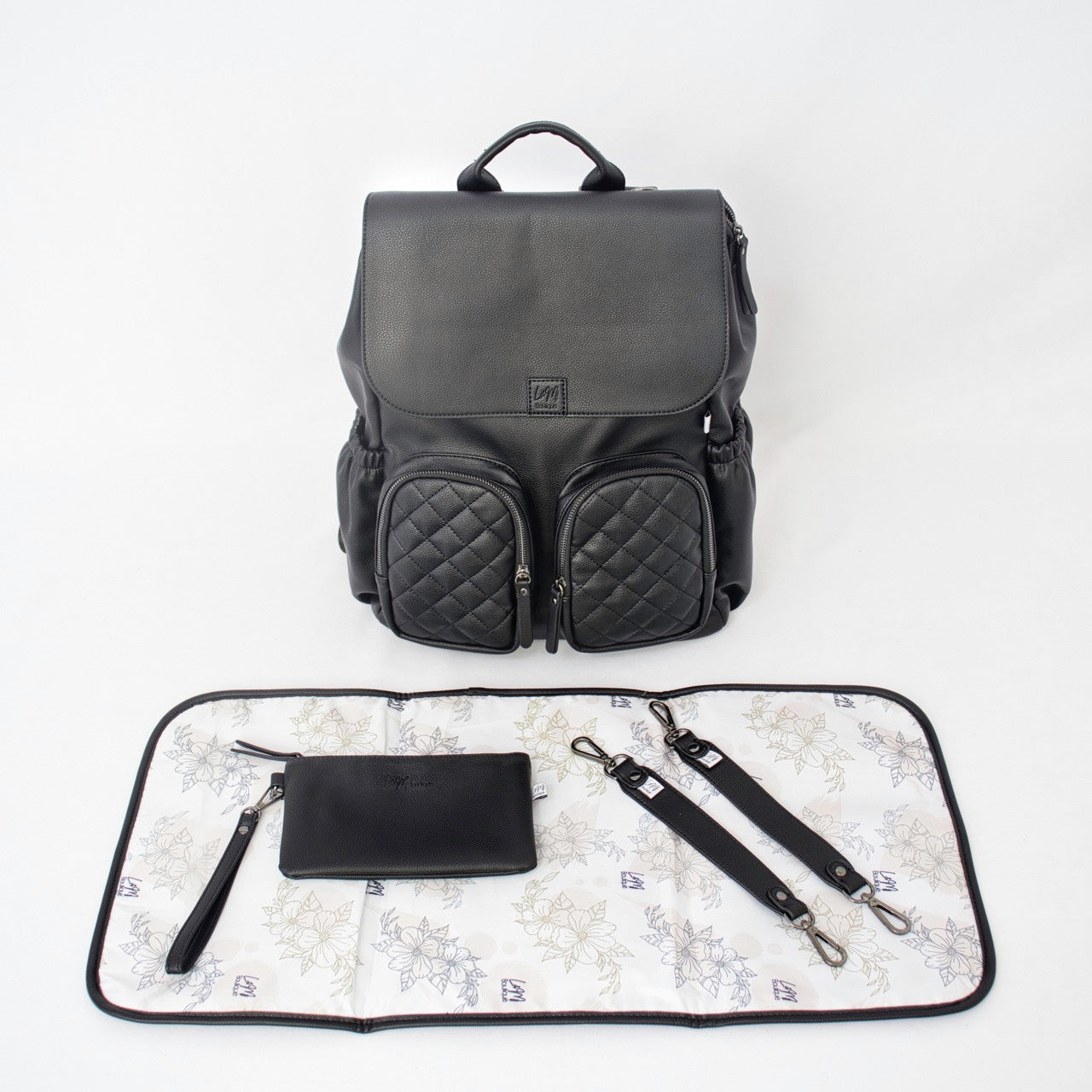 Bestselling Milana Baby Nappy Bag in Matte Black by L&M Boutique | Diaper Backpack | Baby Bag 