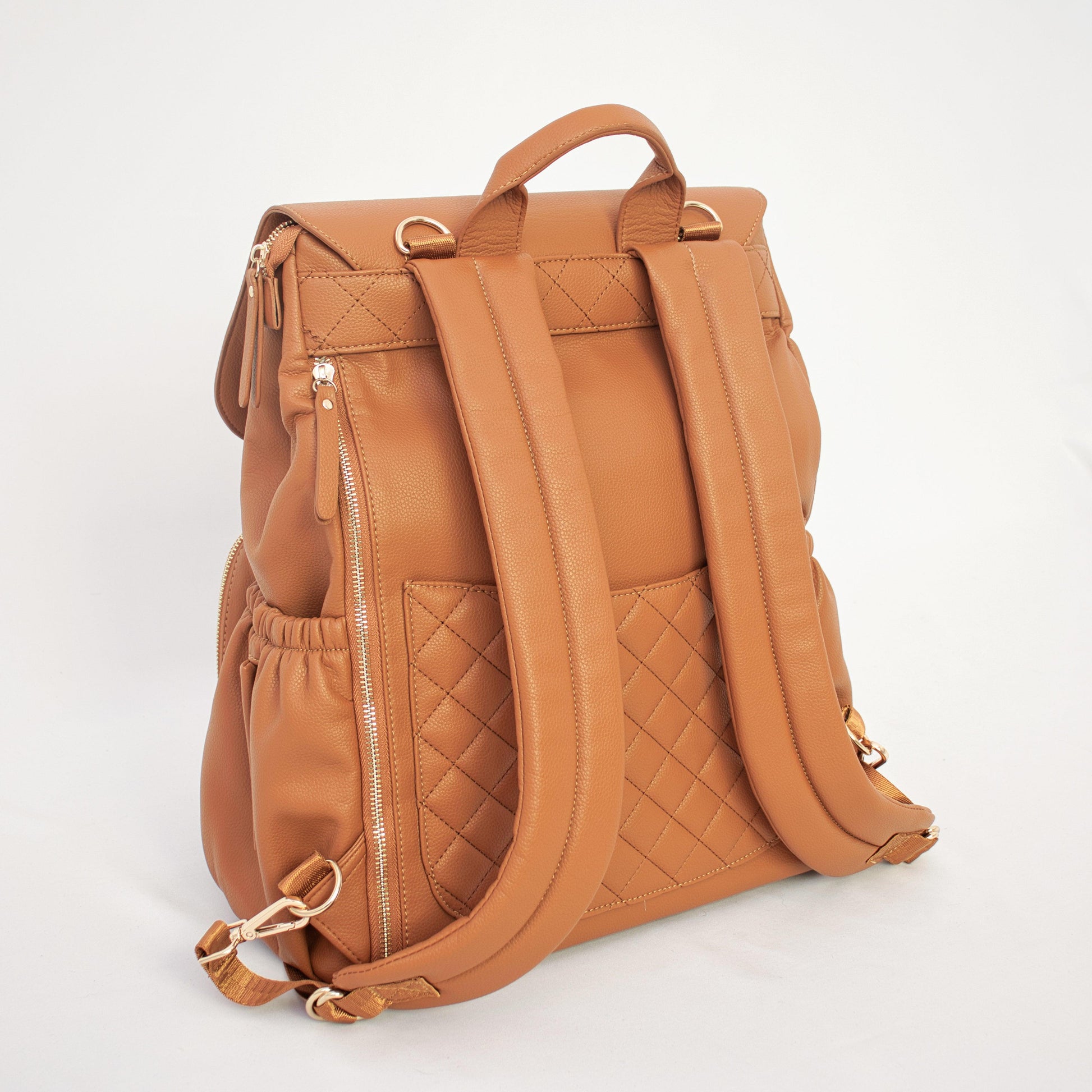 Rear of Milana Nappy Bag in Tan by L&M Boutique Australia 