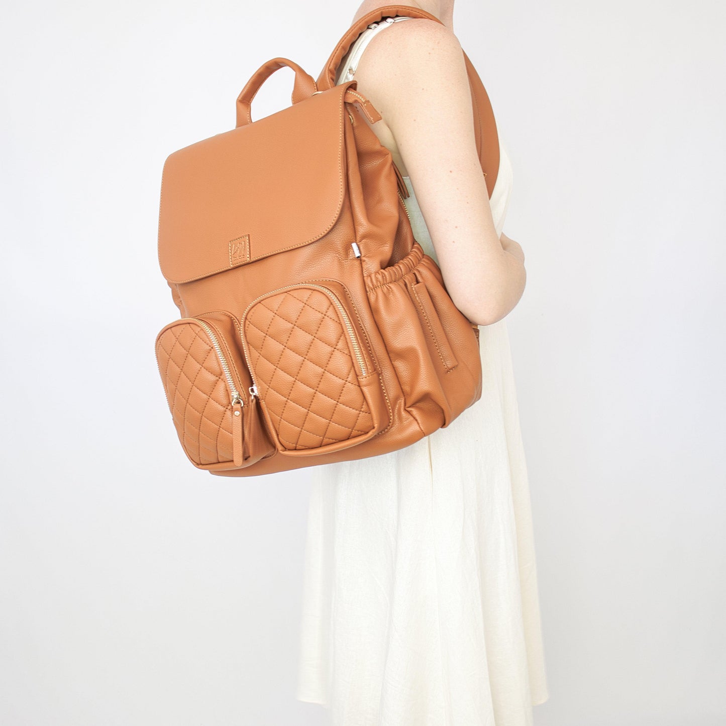 Comfortable vegan leather Quilted Nappy Bag by L&M Boutique Australia | Nappy Bag | Baby Bag | Nappy Backpack