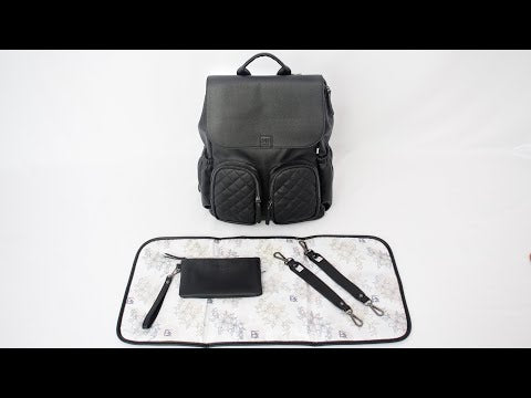 L&M Boutique Milana Baby Nappy Bag in Matte Black demonstration video | Nappy Backpack | Diaper Bag