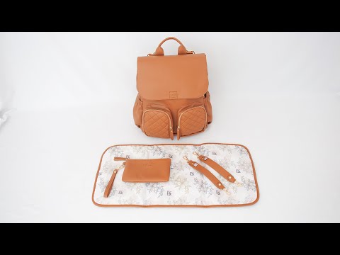 Packing Milana Nappy Backpack by L&M Boutique Australia | Tan Baby Bag | Changing Bag